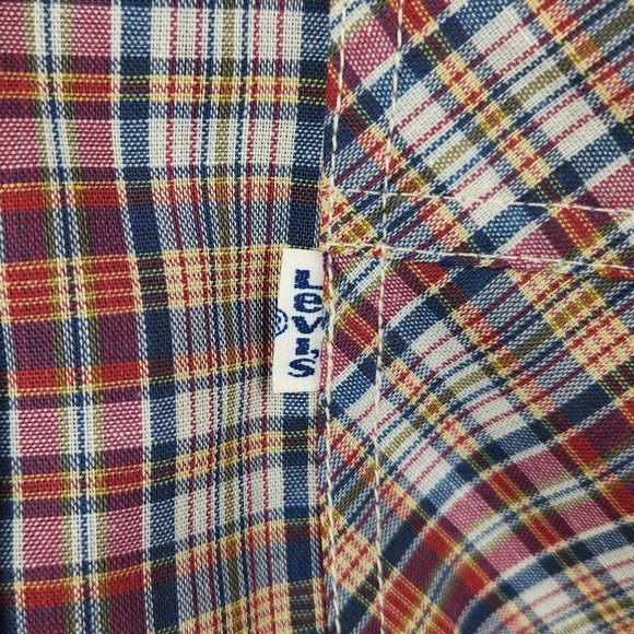 NEW Vintage Levi’s 80's Tapered Fit Plaid Easy Care Blend Button Up Shirt sz M - Picture 6 of 12